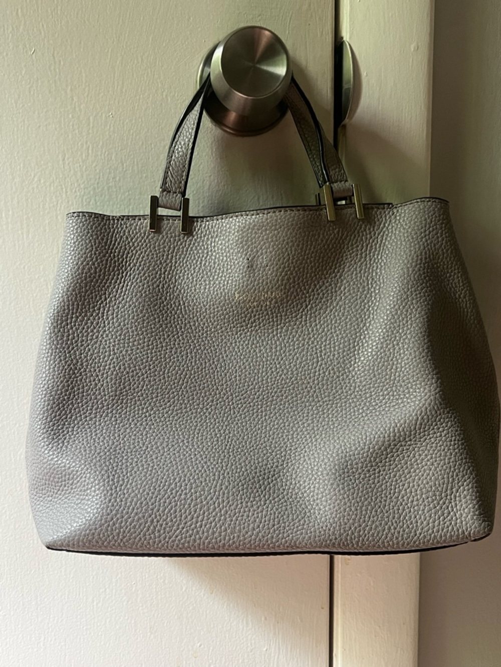 Kate Spade Gray Pebbled Leather Tote Bag